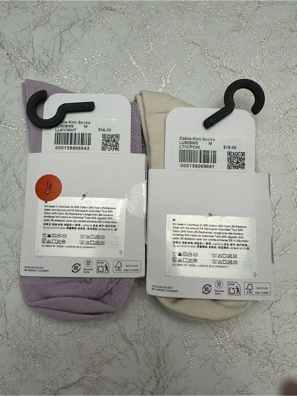 lululemon Cable-Knit Quarter-Length Sock Bundle - SIZE M